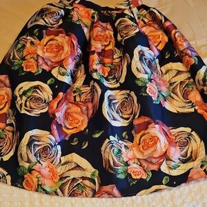 L'ATISTE Navy Floral A-Line Skirt